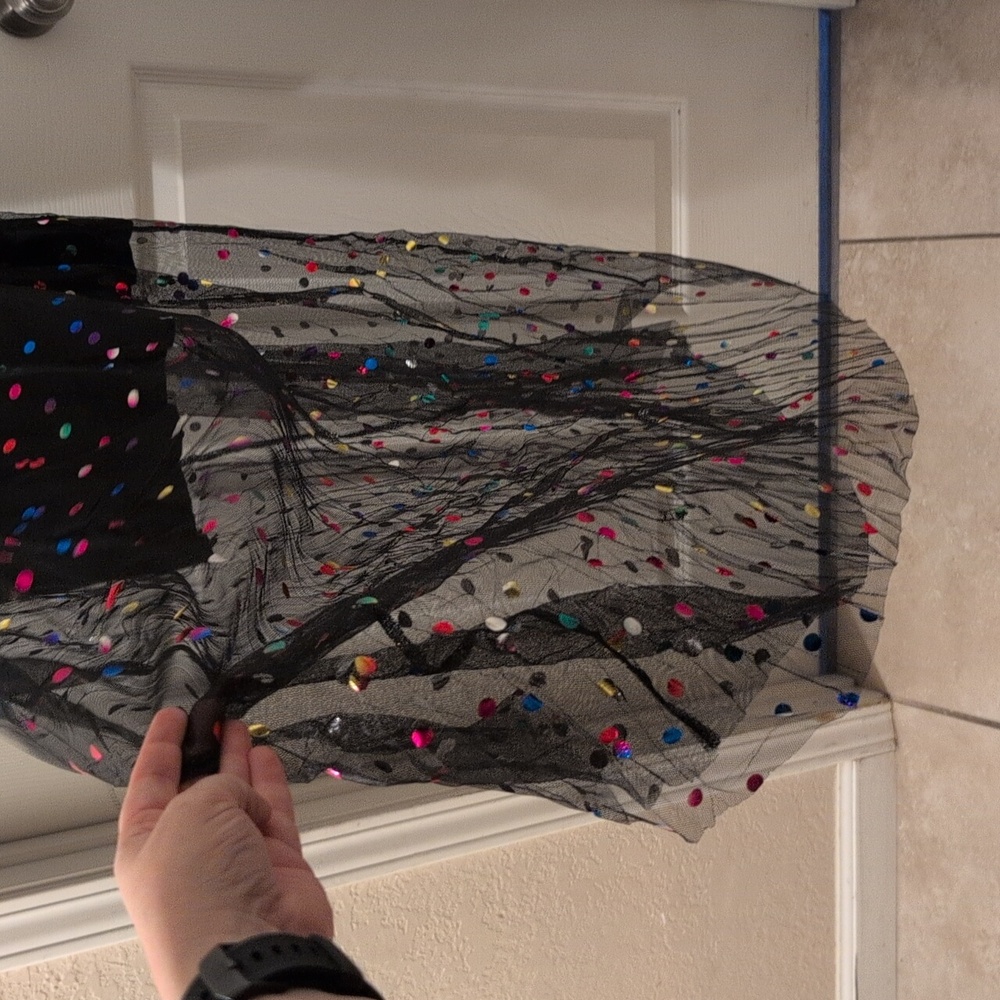 Black And Rainbow Sequin Mesh Party Dress - Picture 8 of 14
